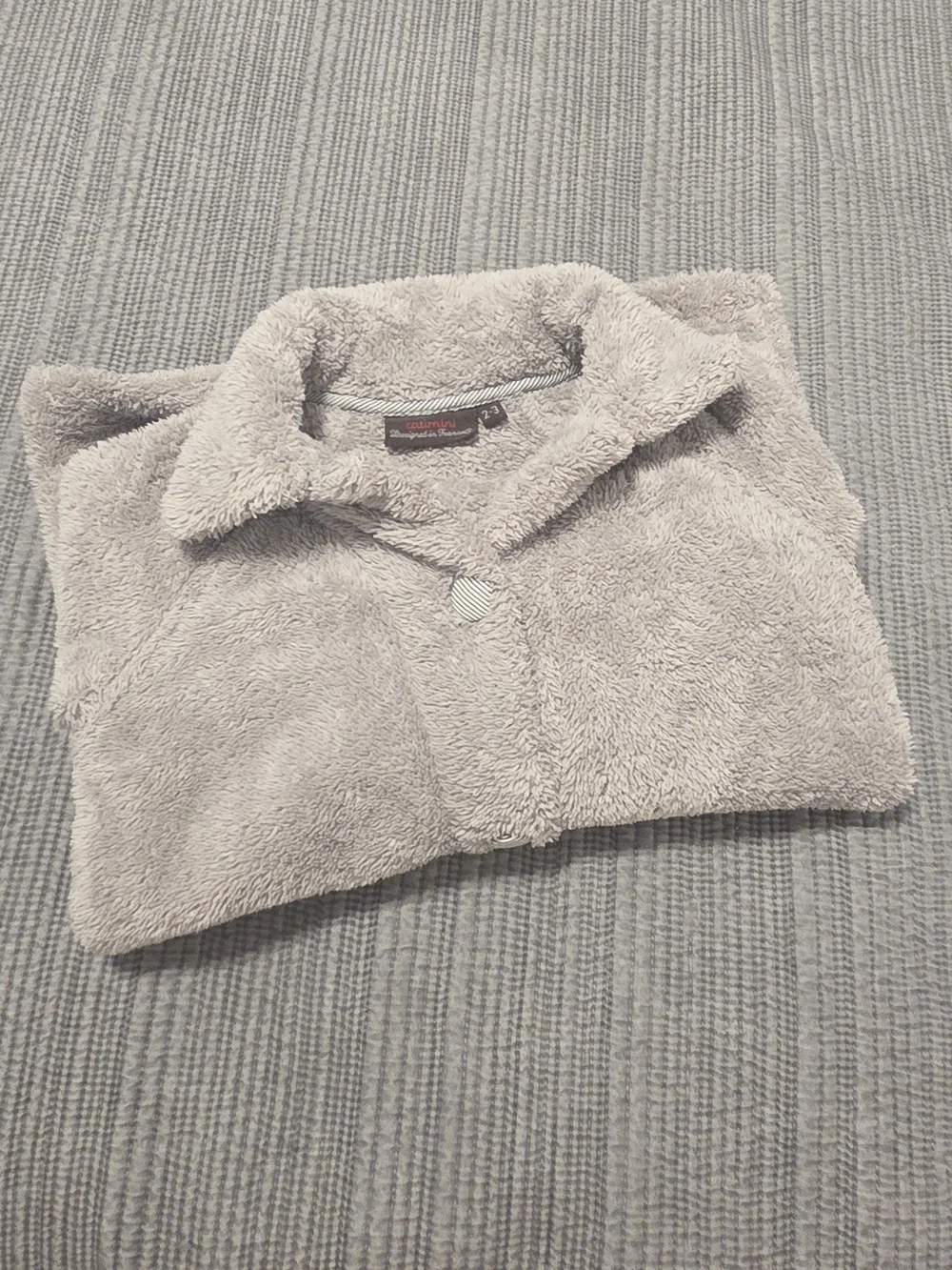 Cozy Kids Plush Button-Up Robe — Light Grey